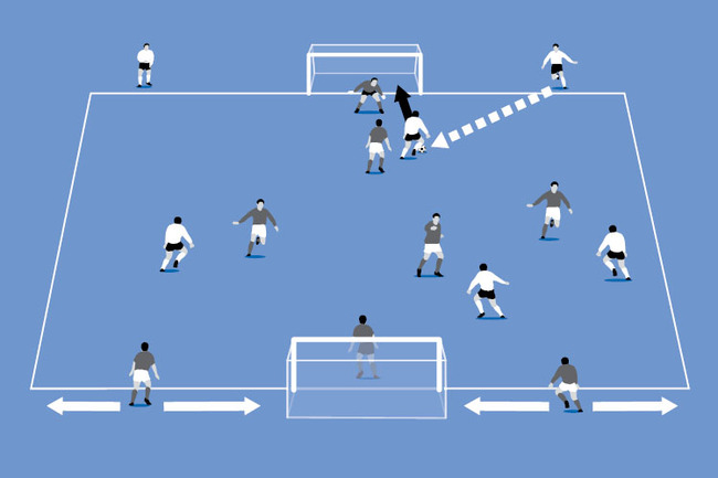 The target player can lay the ball off for any team mate to score.