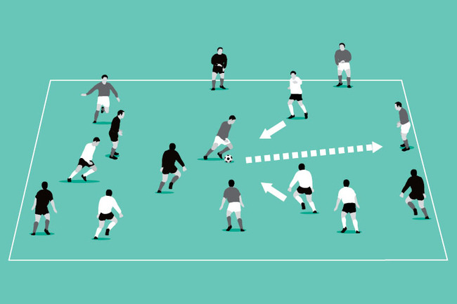 Play 5v5v5 and score points by winning the ball or forcing an error.