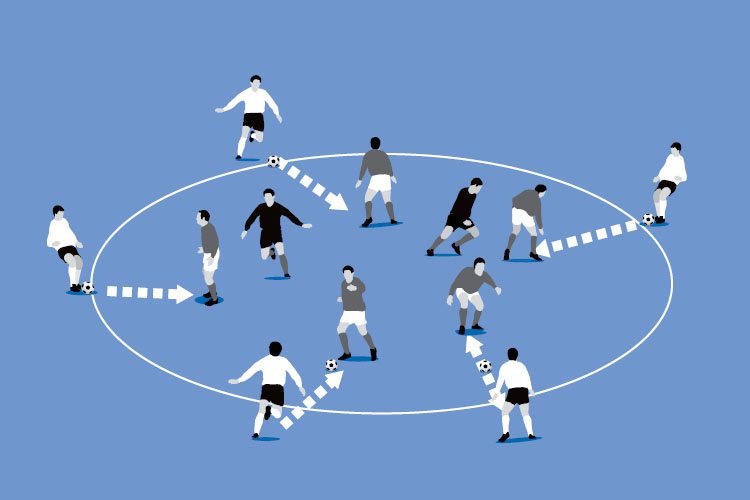 Two defenders go in the circle and now the passers have to communicate with receivers so the defenders do not steal the ball.