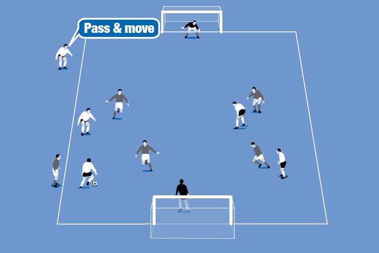 In a small-sided game, players have the chance to become the “manager” and communicate with their team mates from the side lines.
