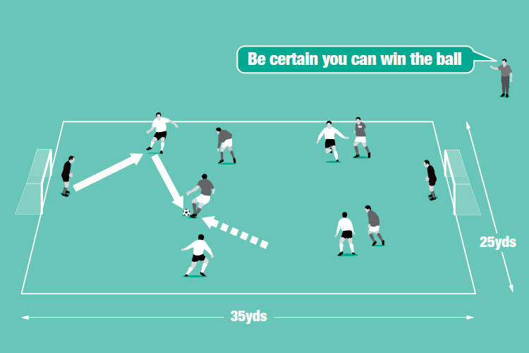 In a five-a-side game, play two-touch so there are lots of chances for interceptions to take place.
