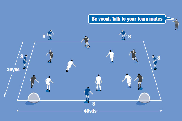 Two teams play in the area and one plays as the shells outside. Both teams use the shell to score goals or points.