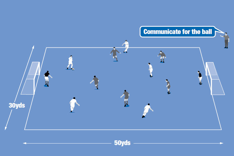 In a small-sided game, goals from quick combination play in the centre or from crosses count double.