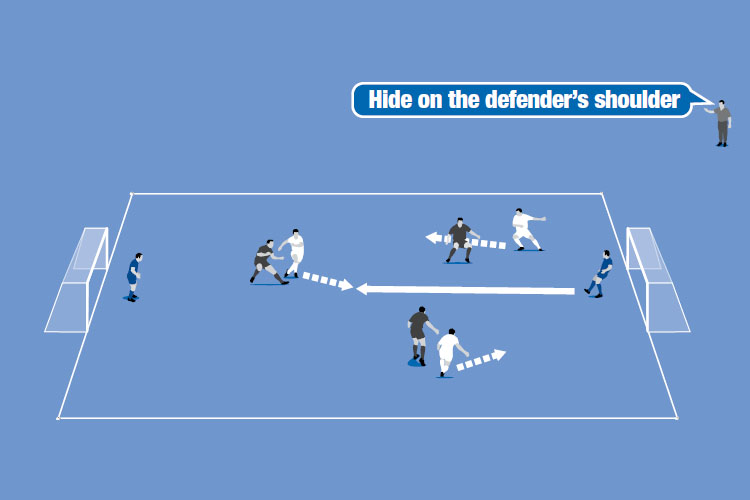 Teams play 3v3 - 1v1 man marking - and must lose the tight markers to receive the ball, shoot and score.