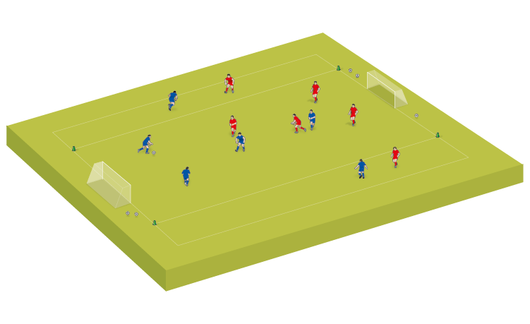 Small-sided game: Attack in wide areas
